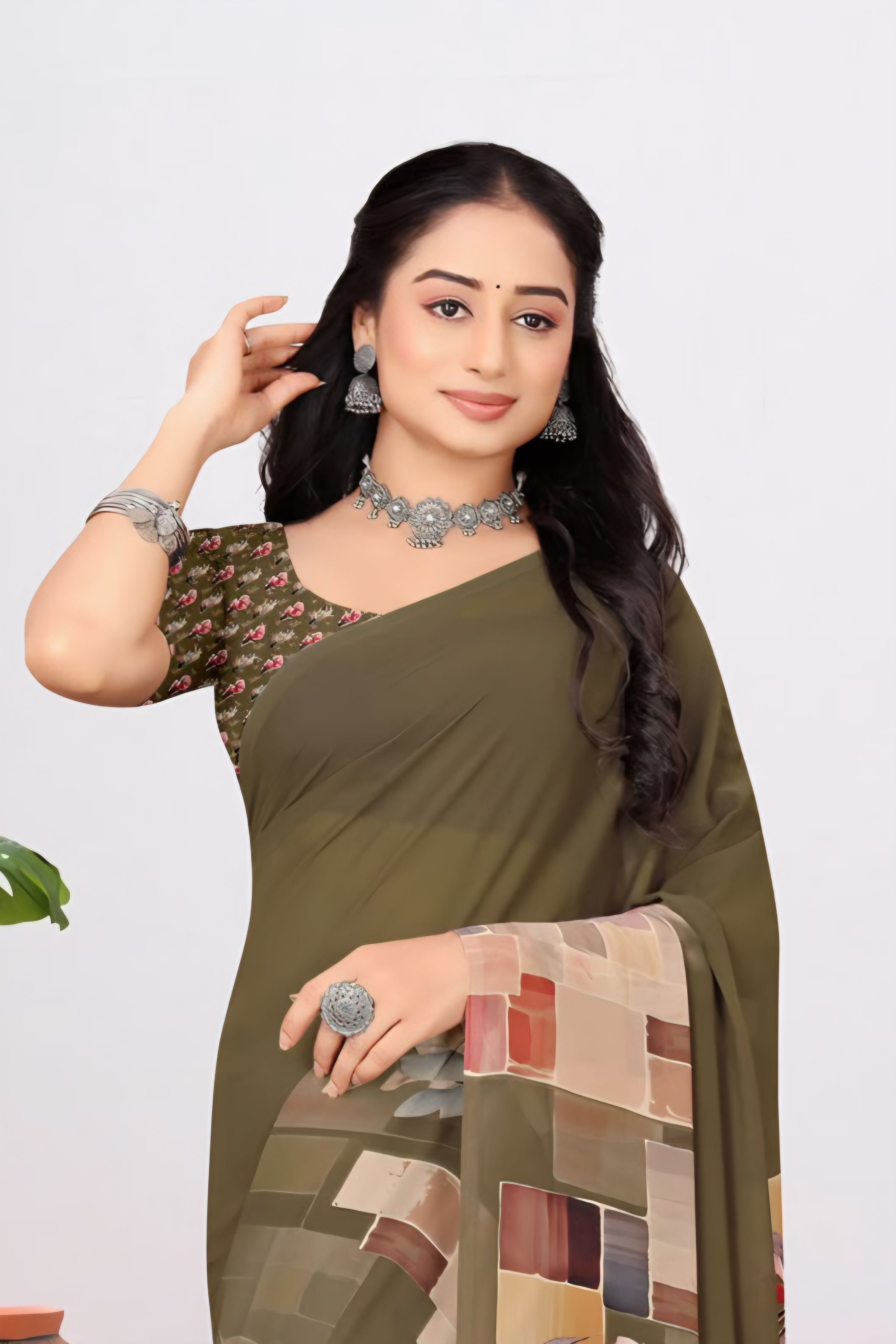 2275 Very Soft Georgette Flower Print Saree