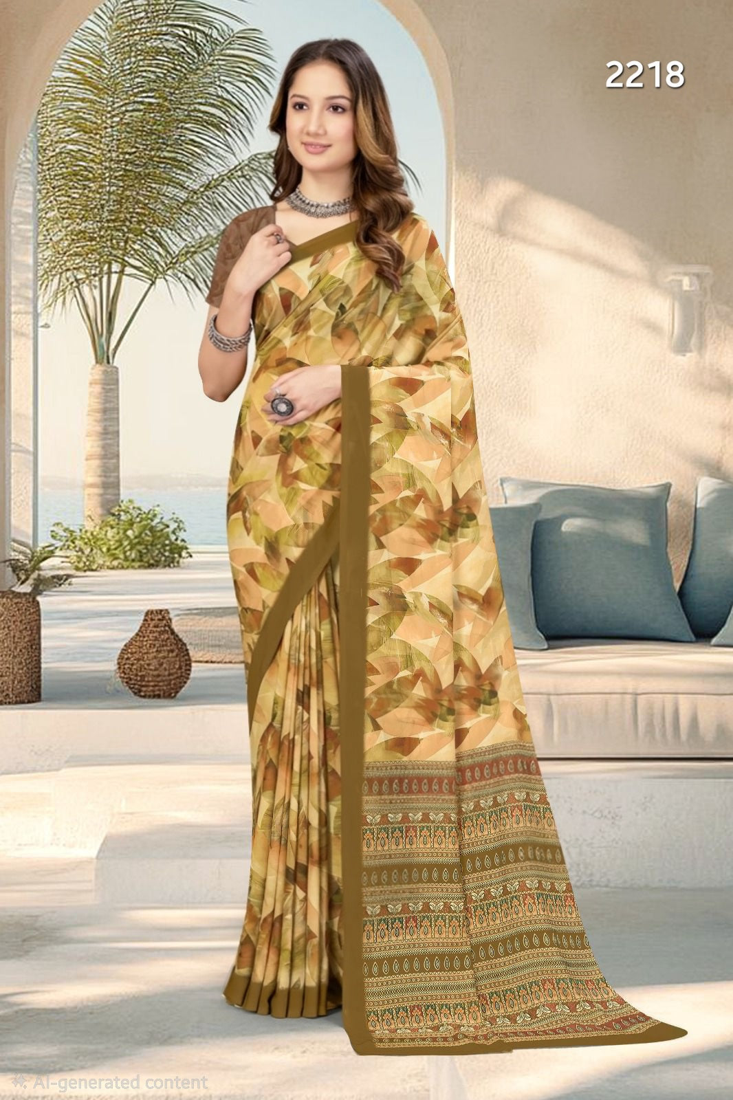 2218 Chitra Special Digital Print Georgette Crepe Saree