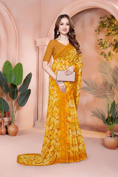 972012 Very Soft Heavy Georgette Flower Print Saree