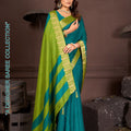 919003 Georgette Crepe Silk Soli Color with Banarasi Weaving  Border Saree - Teal