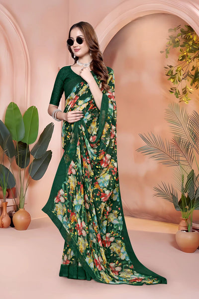 972003 Very Soft Heavy Georgette Flower Print Saree