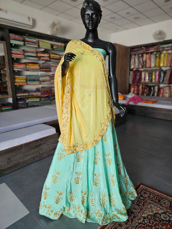 6666 Traditional and Stylish Pure Crepe Silk Rajasthani Lehenga with Hand Zardozi Premium Work
