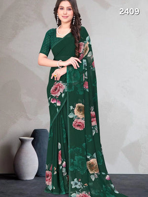2409 Very Soft Georgette Flower Print Saree