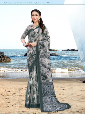 993002 Premium Digital Printed Georgette Crepe Saree