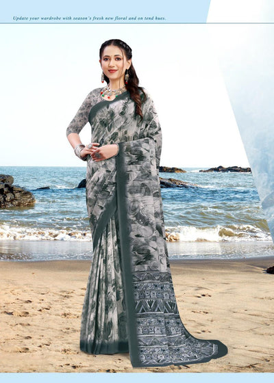 626009 हैवी जॉर्जेट डिजिटल प्रिंट साड़ी