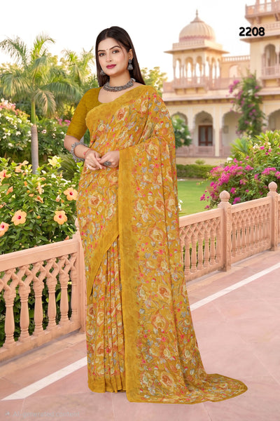 2208 Very Heavy Georgette Flower Print Saree