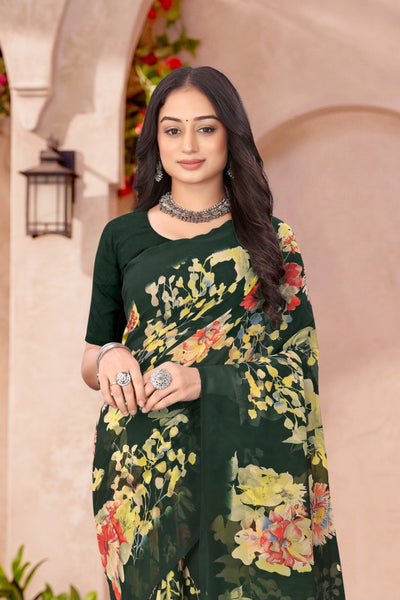 2184 Very Soft Georgette Flower Print Saree