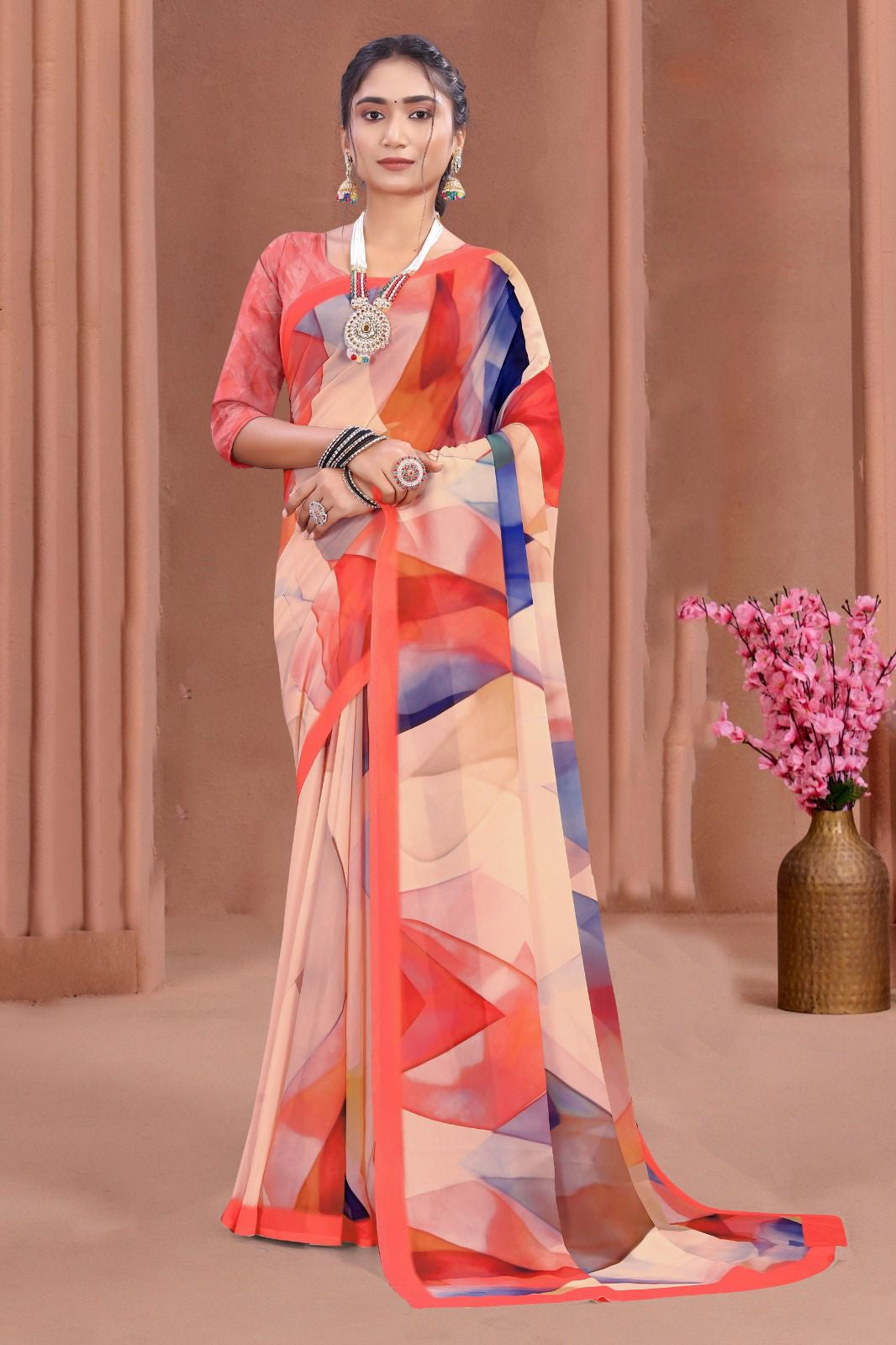 102910 Chitra Special Digital Print Georgette Crepe Saree