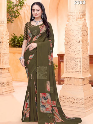 2362 Very Soft Georgette Flower Print Saree