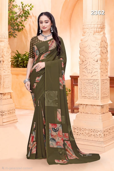2362 Very Soft Georgette Flower Print Saree