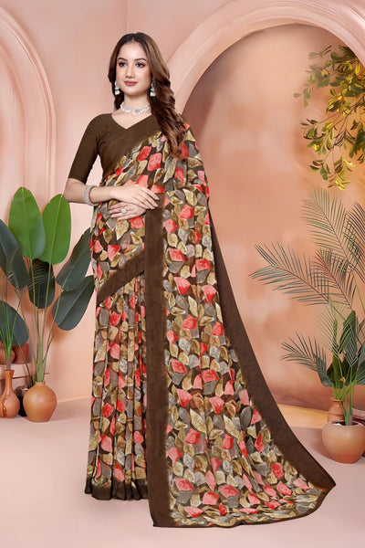 972010 Very Soft Heavy Georgette Flower Print Saree