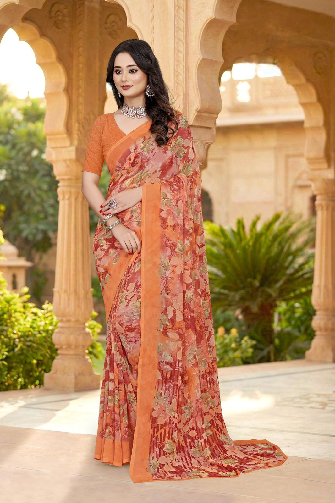 101903 Very Soft Heavy Georgette Flower Print Saree