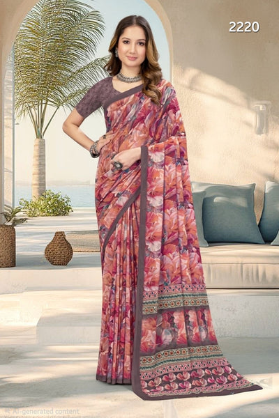 2220 Chitra Special Digital Print Georgette Crepe Saree