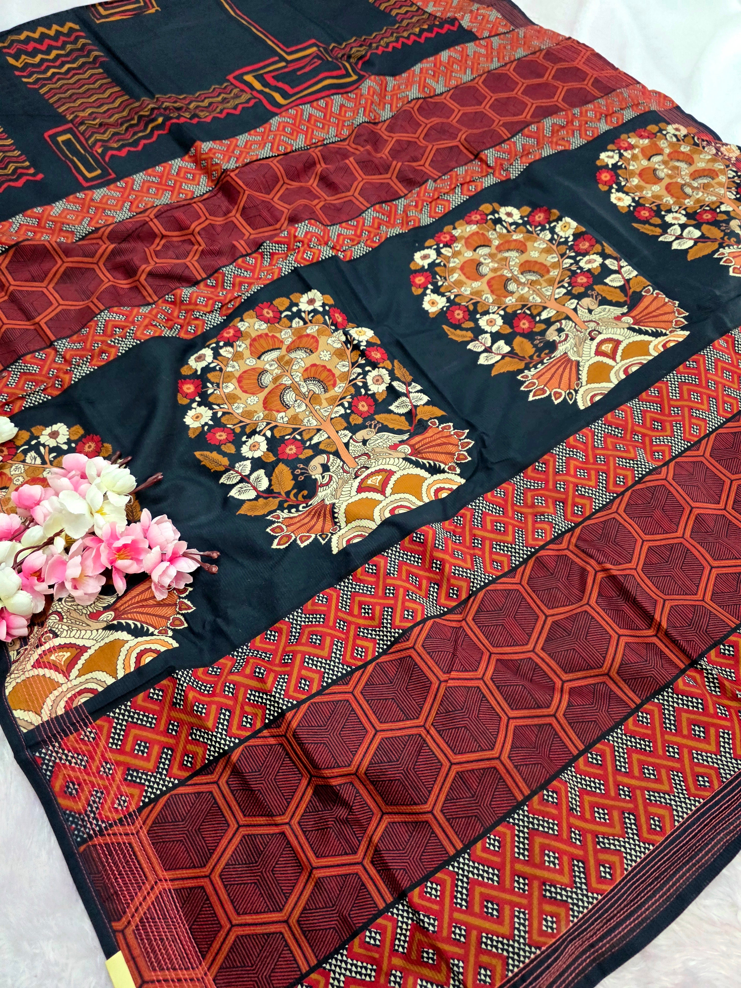 9525 Pure Tusser Silk Hand Made Designer Exclusive Saree