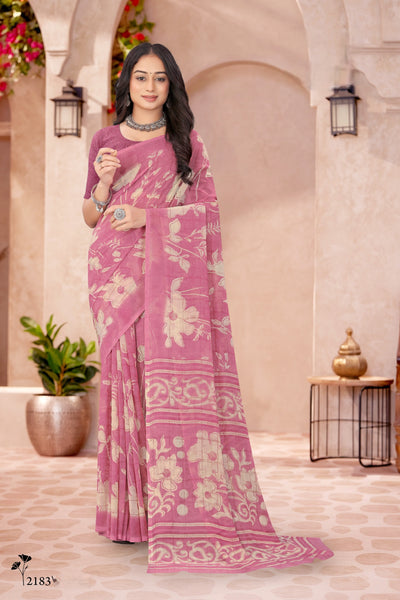 2183 Very Soft Georgette Flower Print Saree