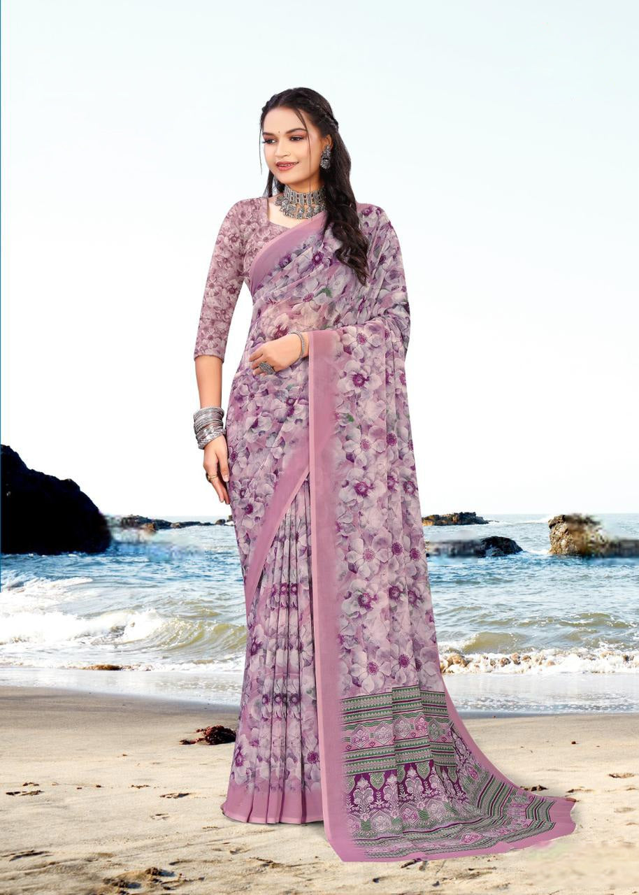 626009 हैवी जॉर्जेट डिजिटल प्रिंट साड़ी