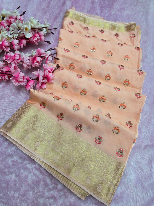 8044 Designer Party Wear Art Silk Fancy Saree with Embroidery Work