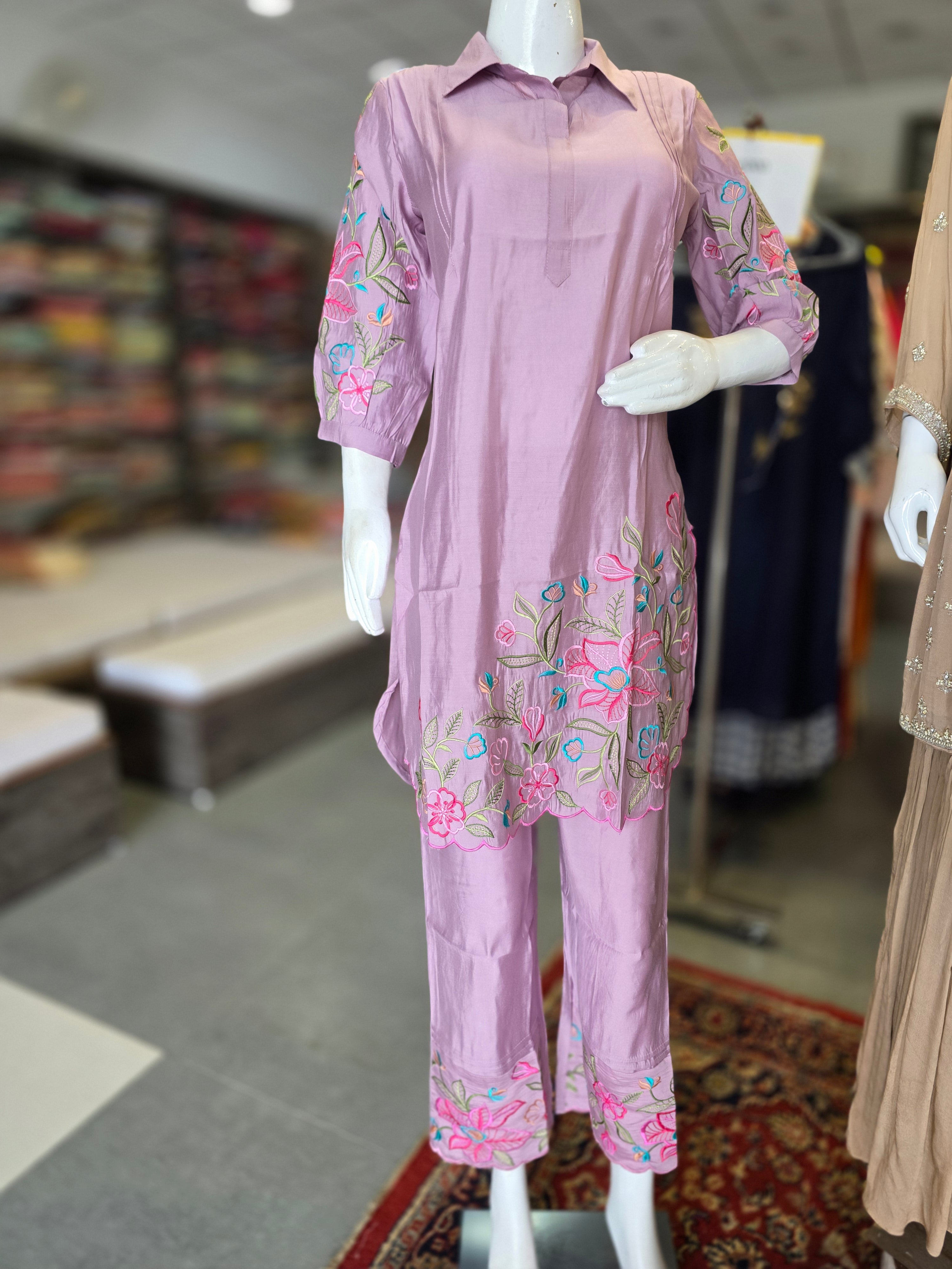 12234 Pure Soft Cotton Silk Premium Feel Co-Ord Set with Embroidery