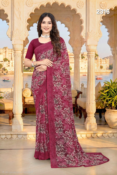 2316 Very Soft Danedar Georgette Flower Print Saree