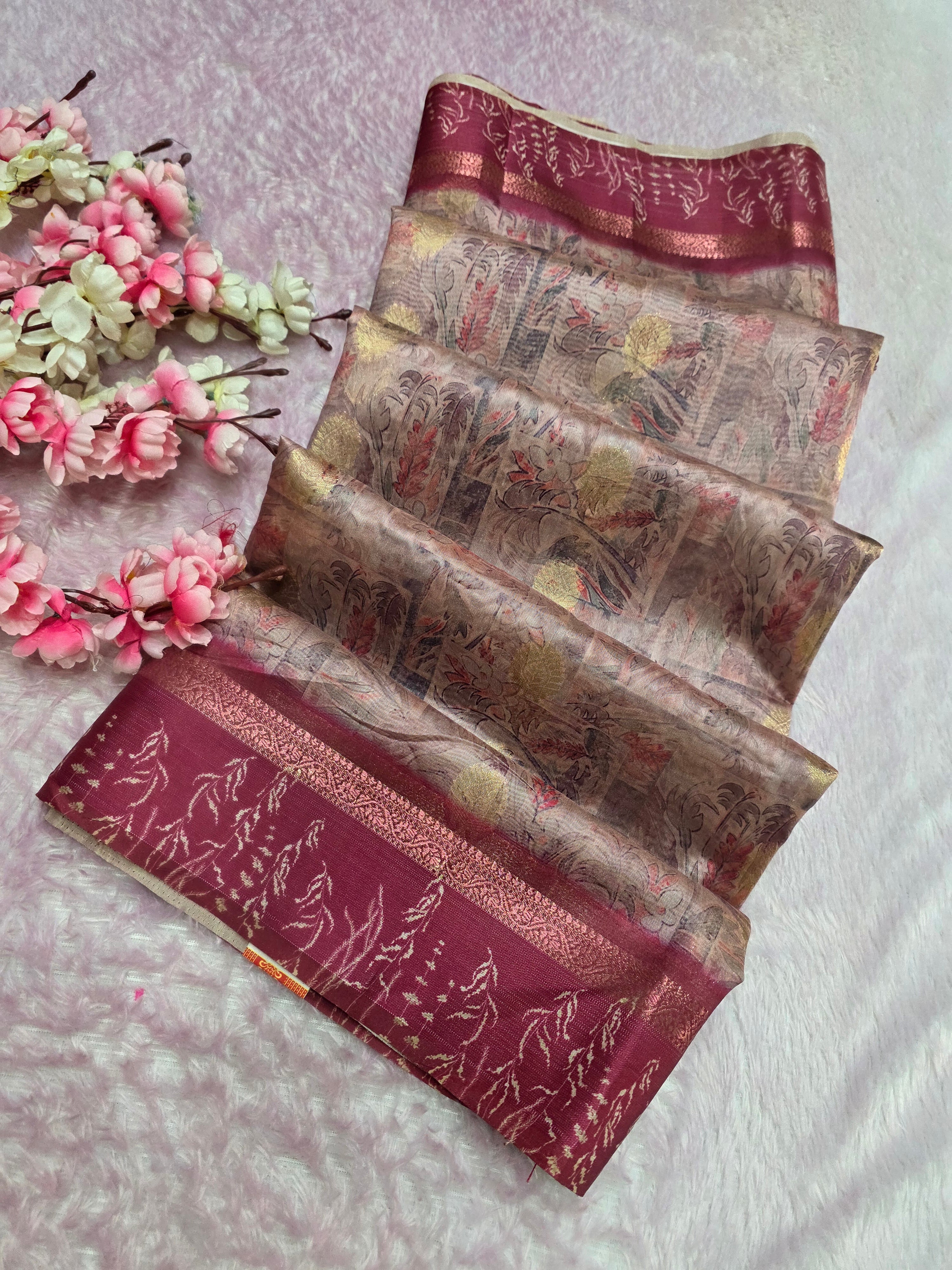 103103 Chitra Special Soft Banarasi Silk Saree with Flower Printed and Zari Weaving