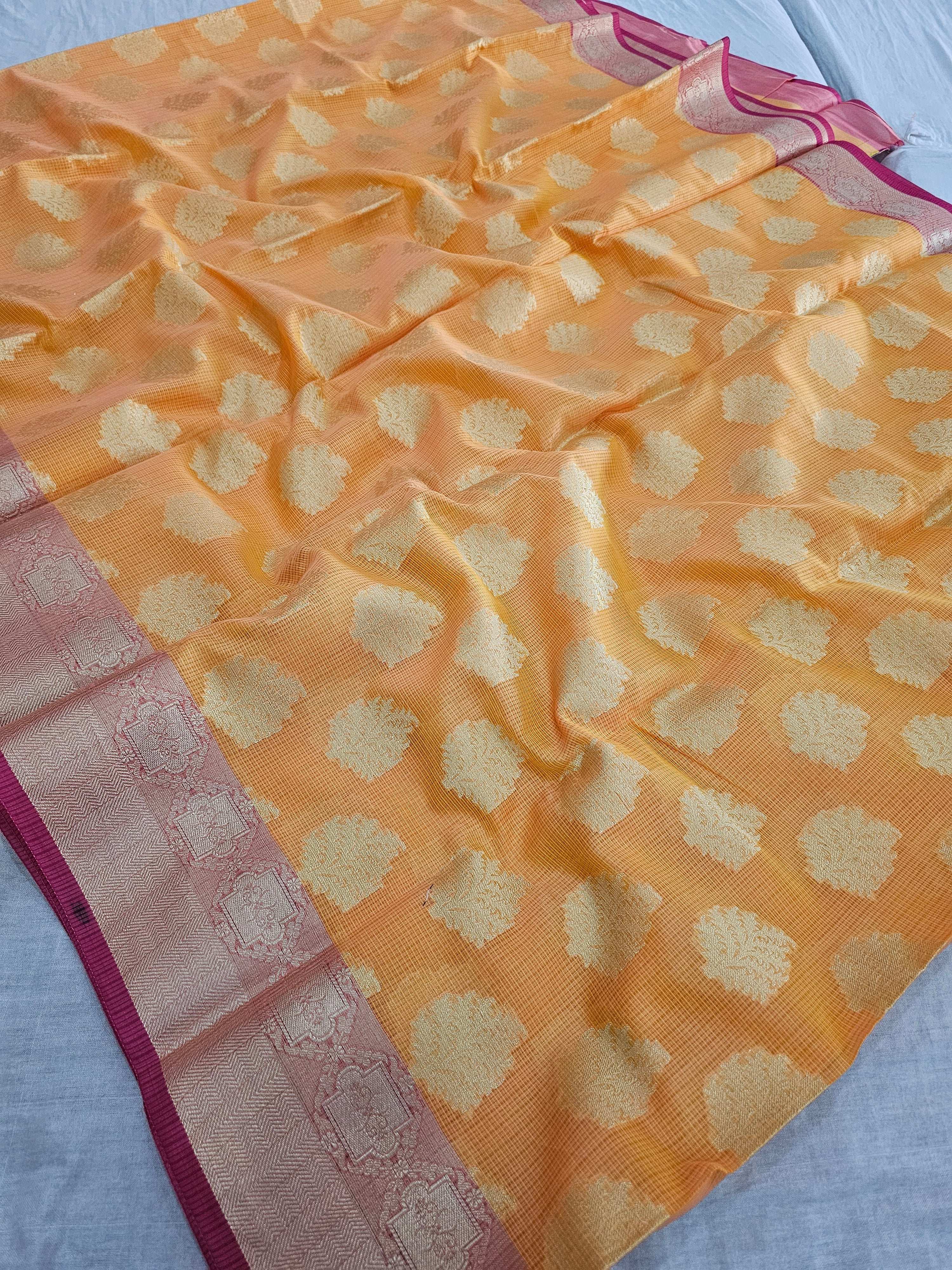 743003 Beautiful Banarasi Zari Weaving Pure Kolkata Cotton Saree
