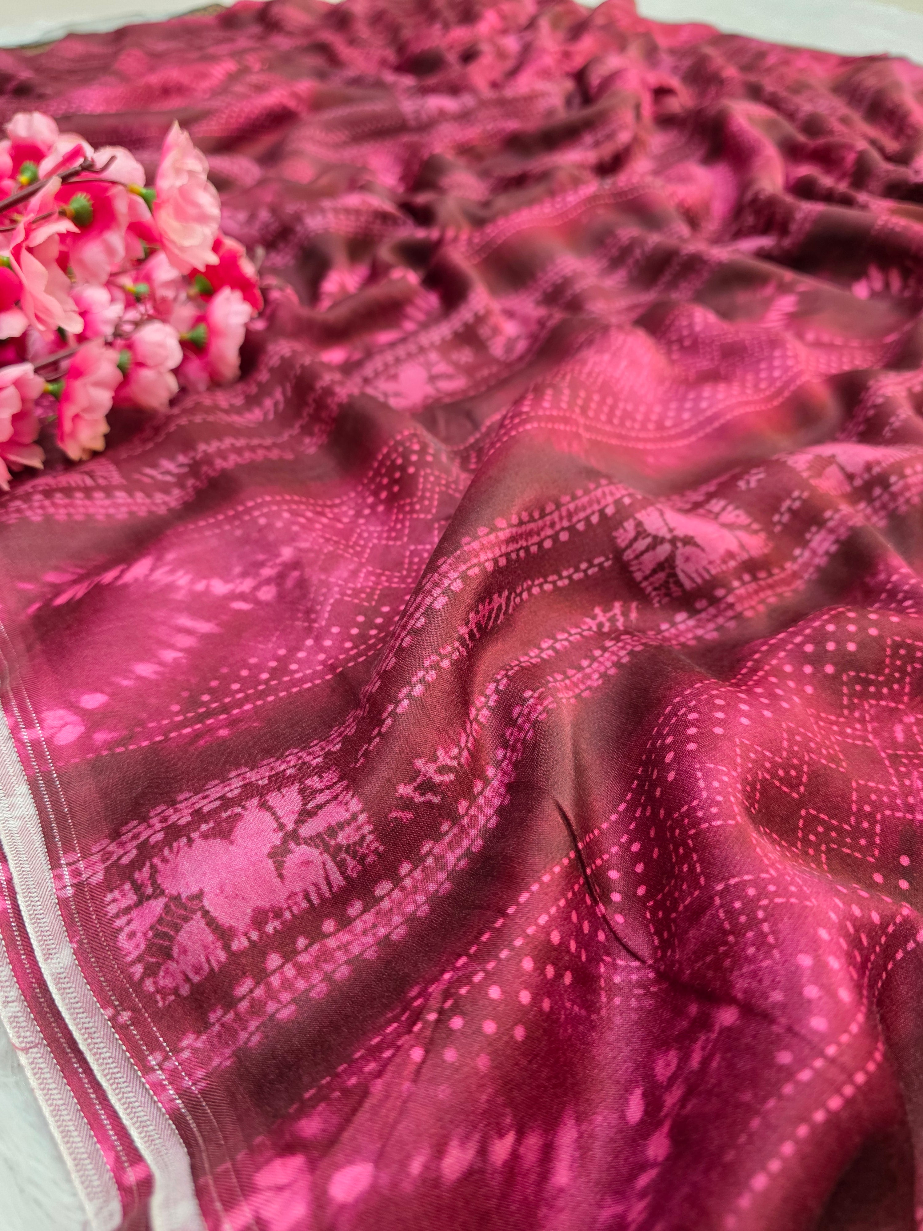 803001 Pure Modal Silk Natural Dye Ajrakh Saree