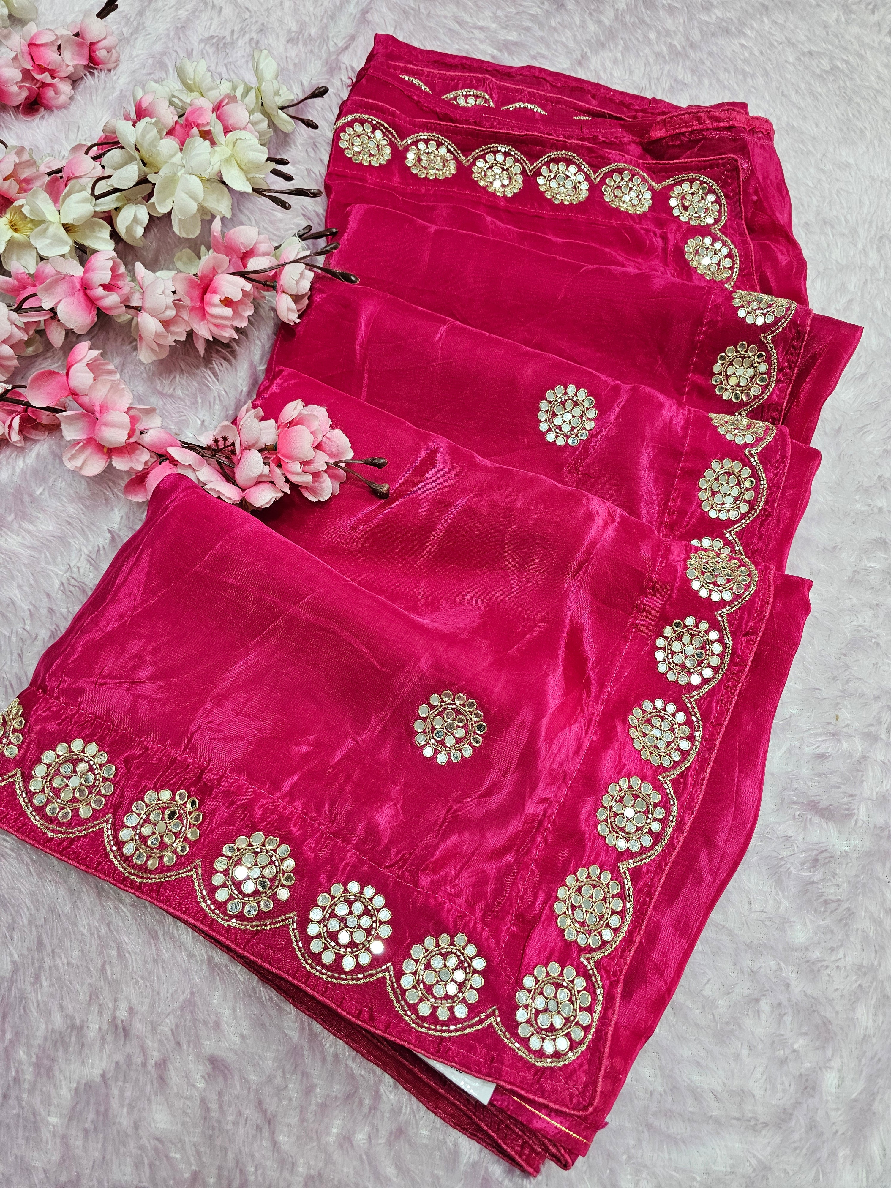 12448 Designer Pure H.O. Silk Traditional Rajasthani Saree with Hand Work - Rani