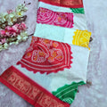 992002 Exclusive Colorful Bandhani Print Dola Silk Saree with Zari Weaving Border