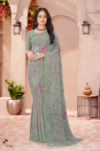 2190 Very Heavy Georgette Flower Print Saree
