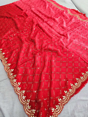 681001 Designer Pure Dola Silk Saree With Beautiful Sequence Work