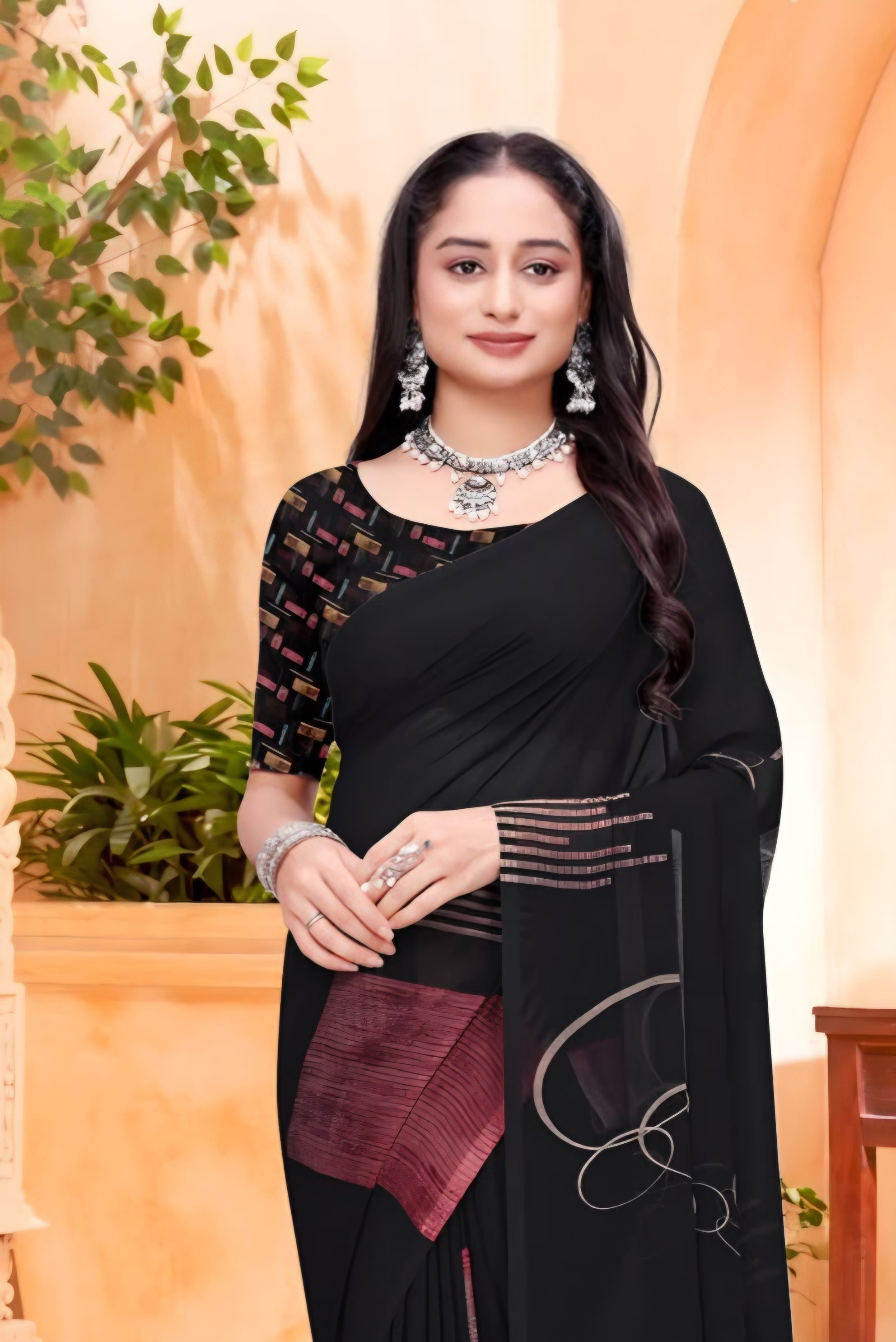 2361 Very Soft Georgette Flower Print Saree