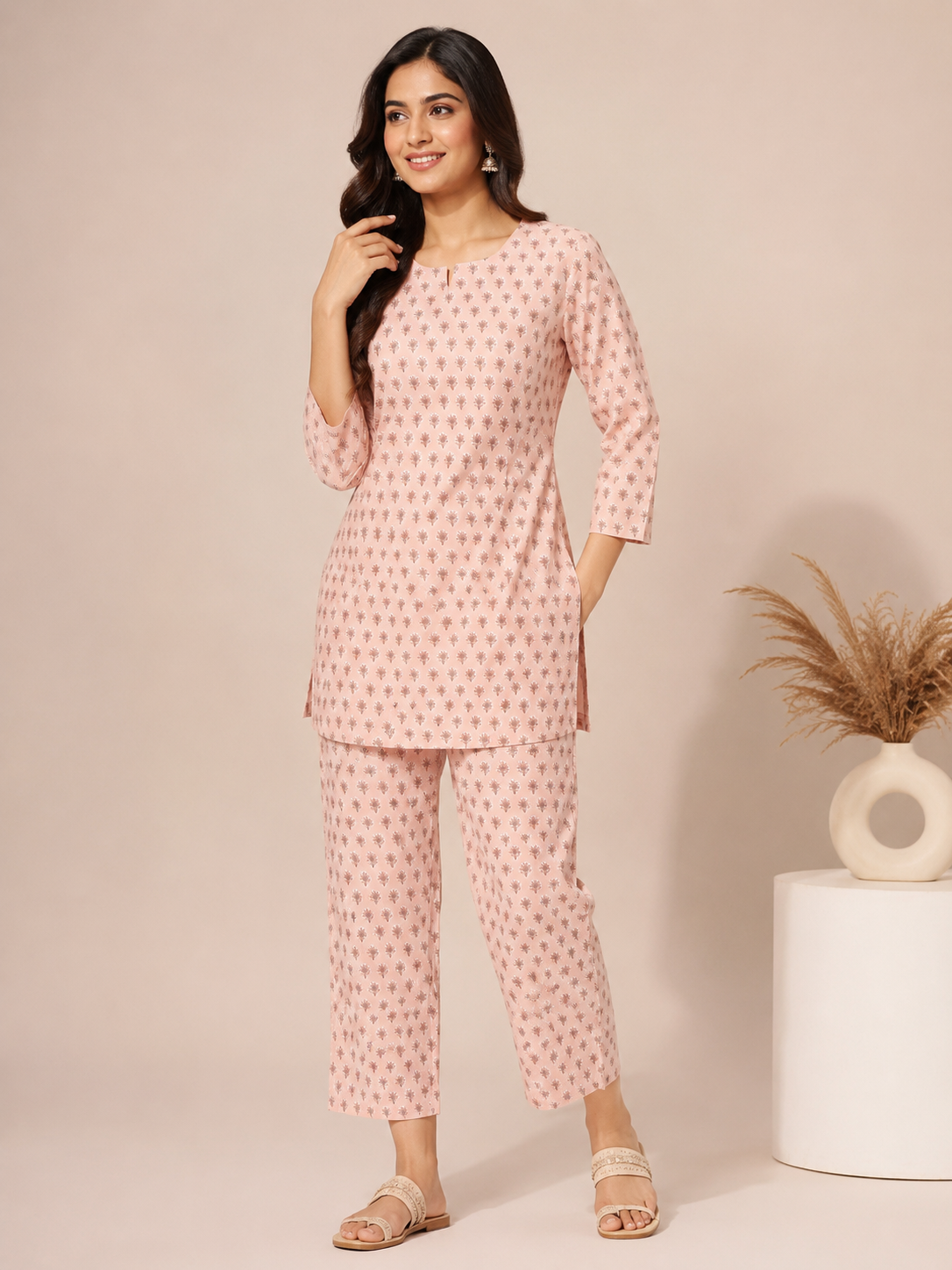 11306 Pure Cotton Hand Printed Co-Ord Set