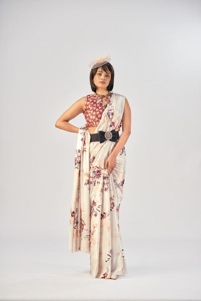 101501 Bollywood Style Digital Print Italian Crepe Silk Saree