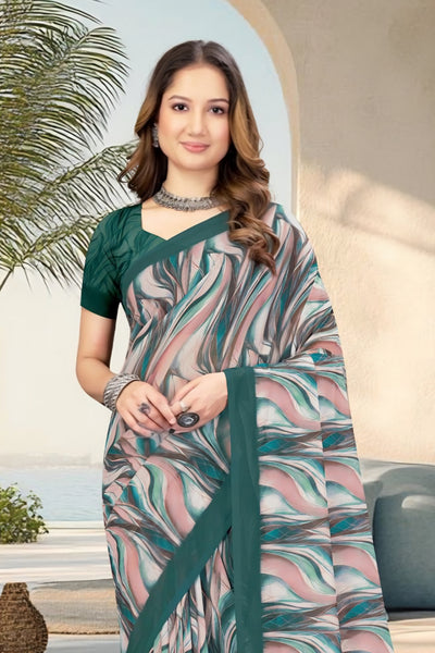 2217 Chitra Special Digital Print Georgette Crepe Saree