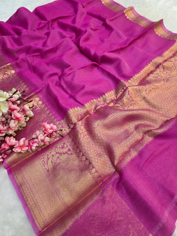 270002 Kanjiwaram Style Banarasi Saree - Pink