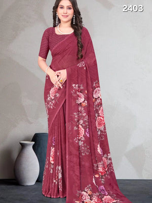2403 Very Soft Georgette Flower Print Saree