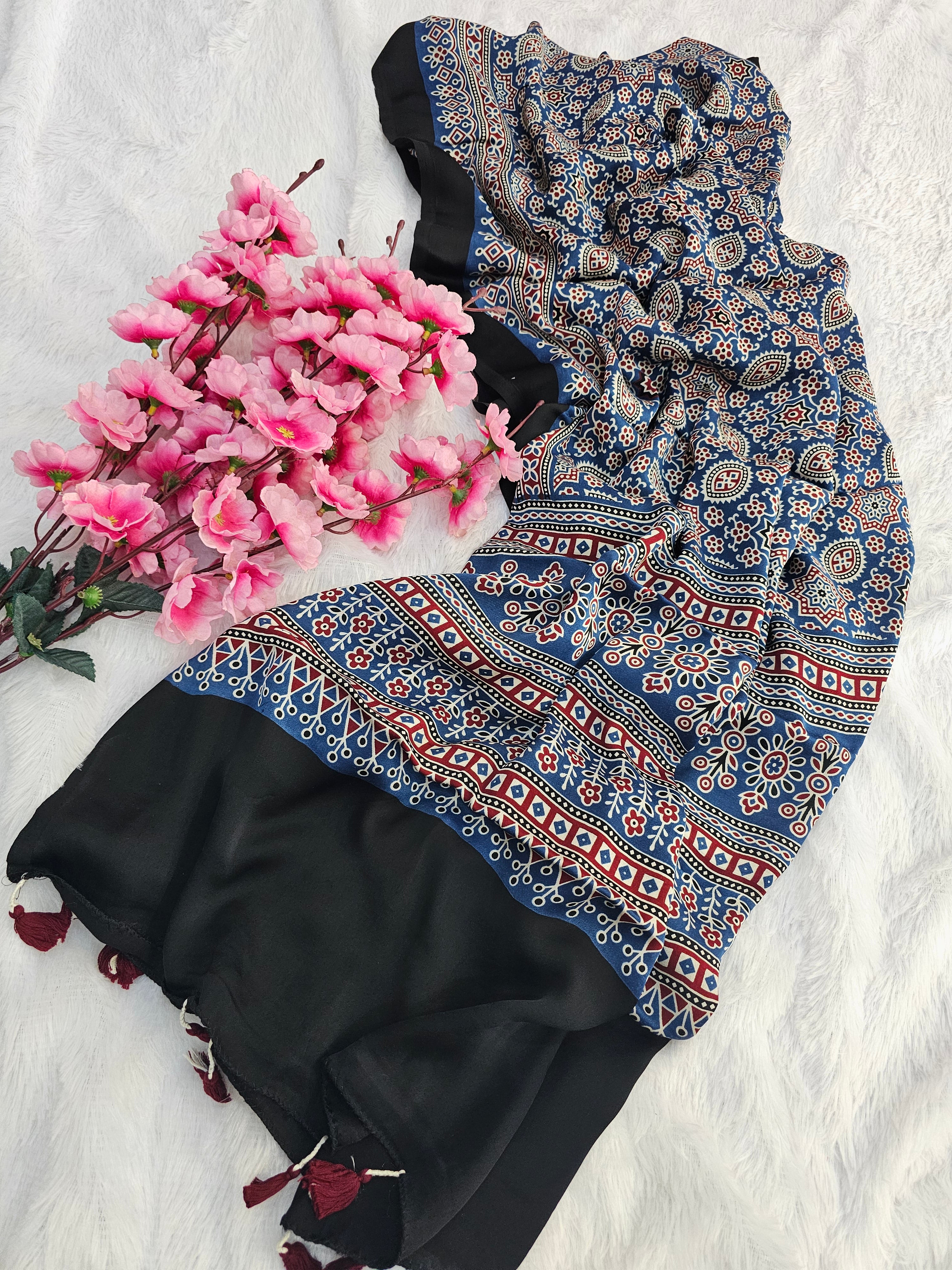 1391 Chitra Special Ajrakh Print Modal Silk Dupatta