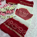 992004 Pure Viscos Georgette Red and White Hand Bandhani Saree