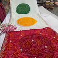 967003 Traditional Bandhani Multicolor Ghewar Georgette Saree with Pitta Work