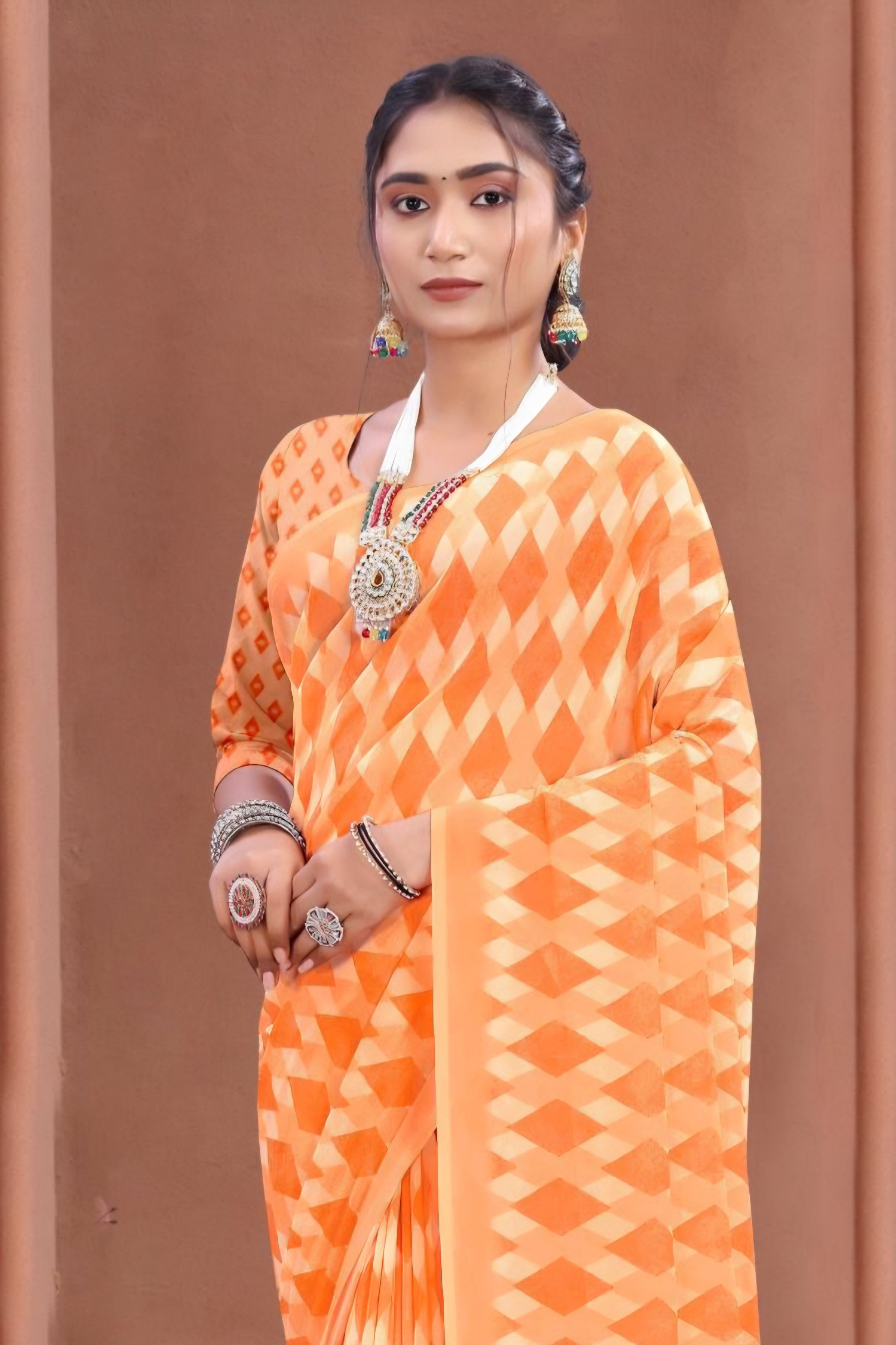 102906 Chitra Special Digital Print Georgette Crepe Saree