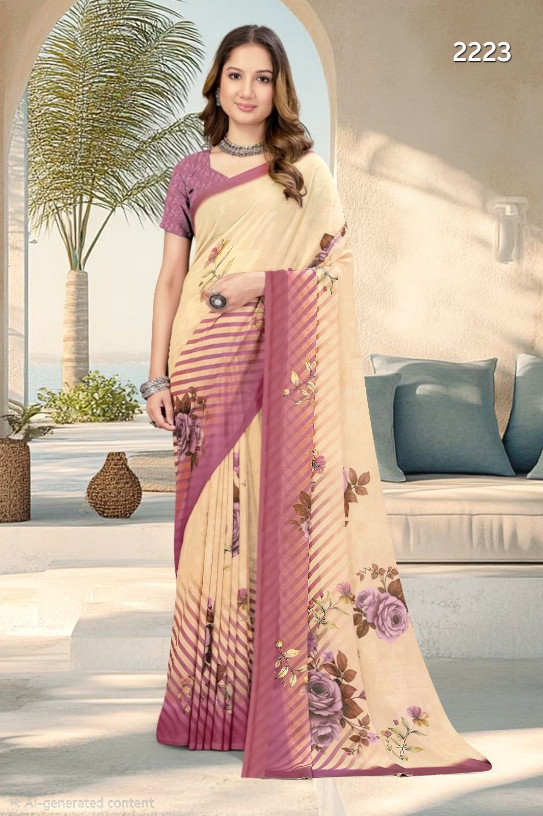2223 Chitra Special Digital Print Georgette Crepe Saree