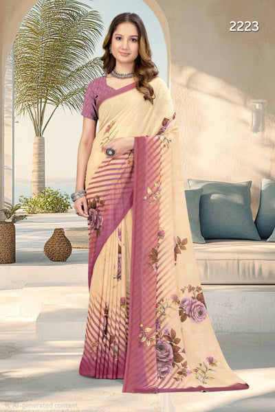 2223 Chitra Special Digital Print Georgette Crepe Saree