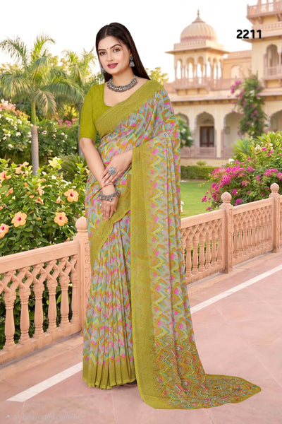2211 Very Heavy Georgette Flower Print Saree