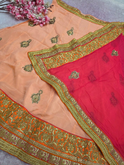 978001 Rajasthani Traditional Lehenga with Chinon Dupatta - Peach