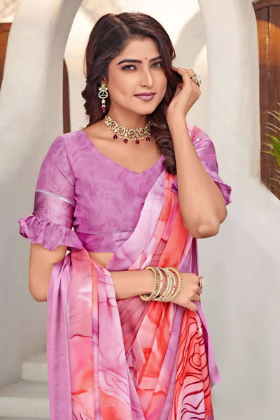 626009 हैवी जॉर्जेट डिजिटल प्रिंट साड़ी