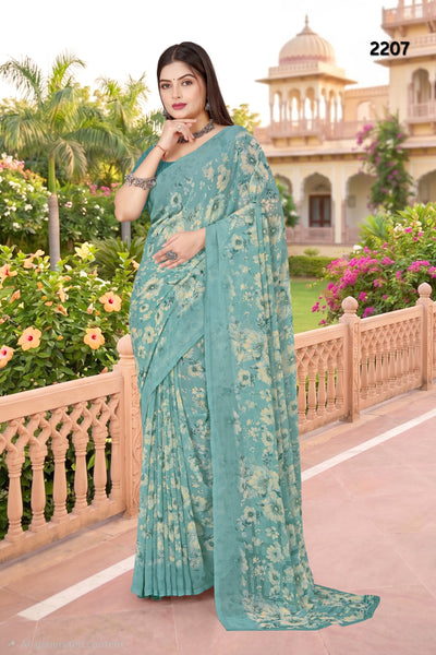 2207 Very Heavy Georgette Flower Print Saree