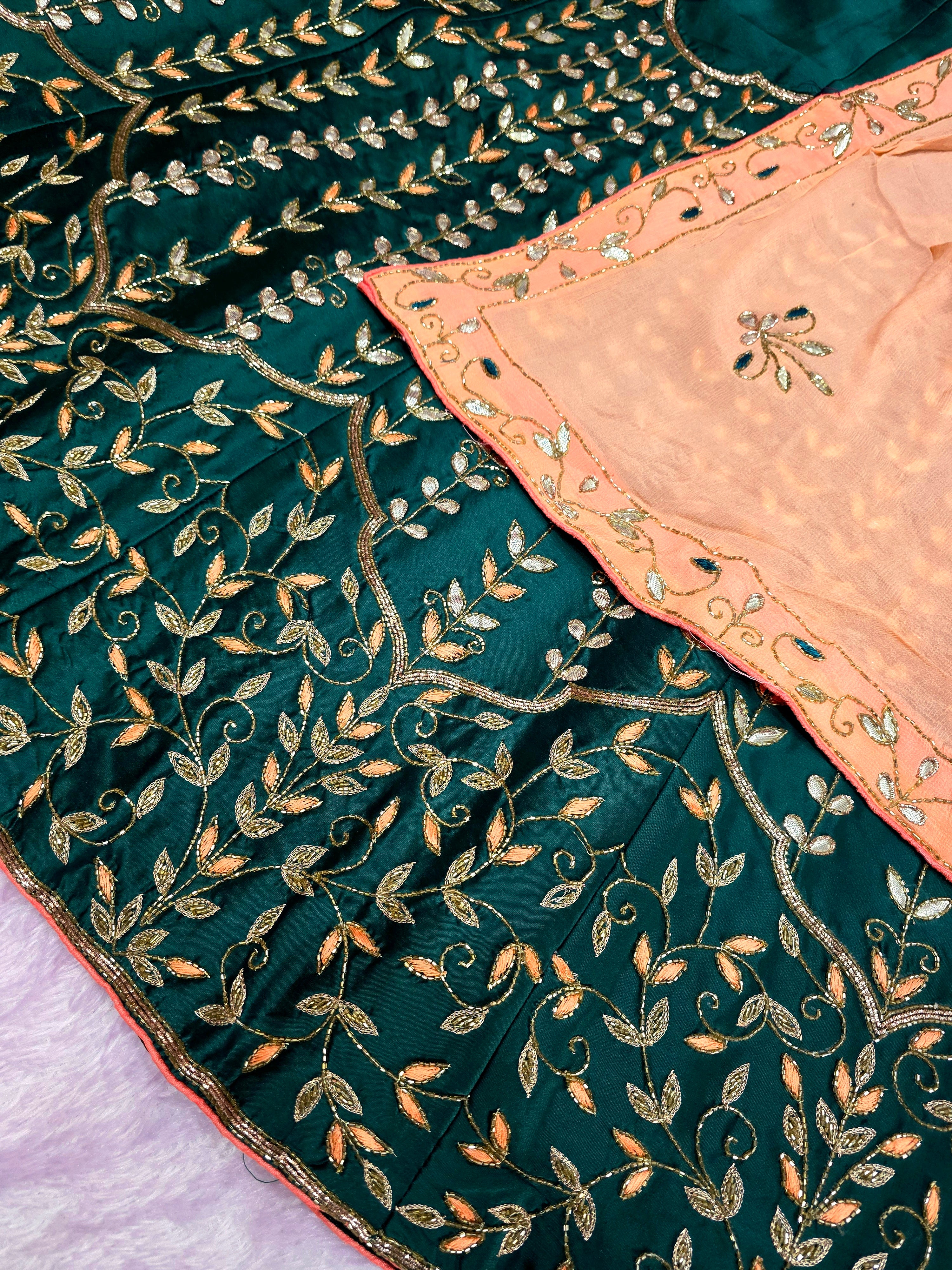 978004 Traditional and Stylish Silk Rajasthani Lehenga with Handwork Premium Work