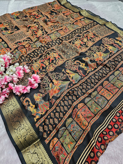 626009 हैवी जॉर्जेट डिजिटल प्रिंट साड़ी