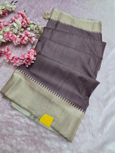 103108 Chitra Special Soft Banarasi Silk Saree with Heavy Flower Printed Blouse - Magenta (Copy)