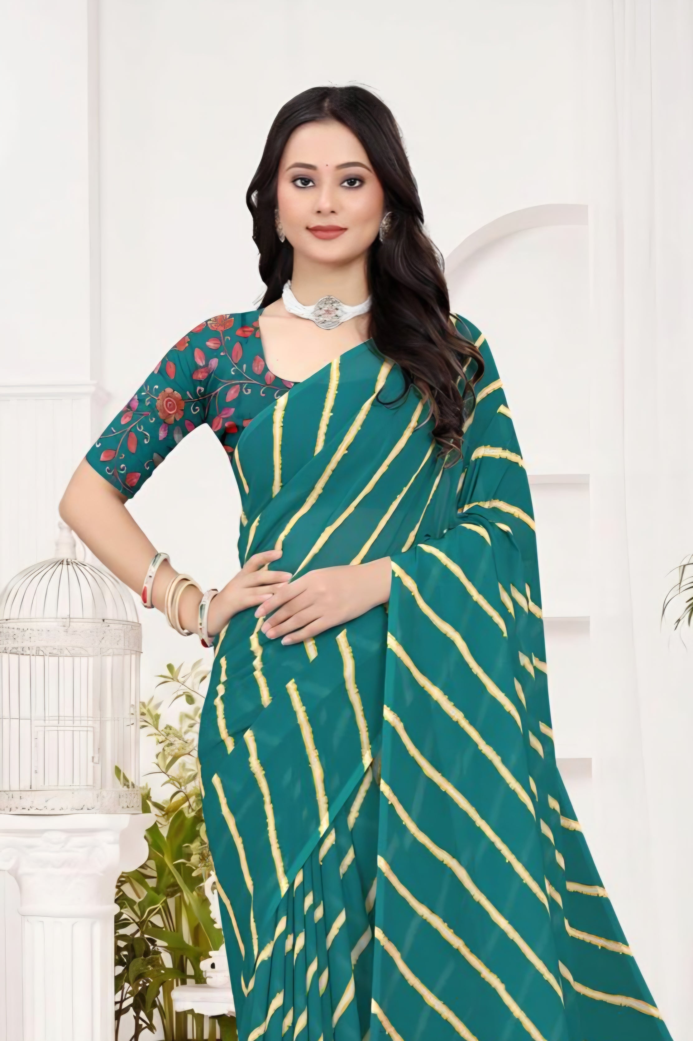 2281 Rajasthani Lehriya Rani Italian Crepe Silk Saree